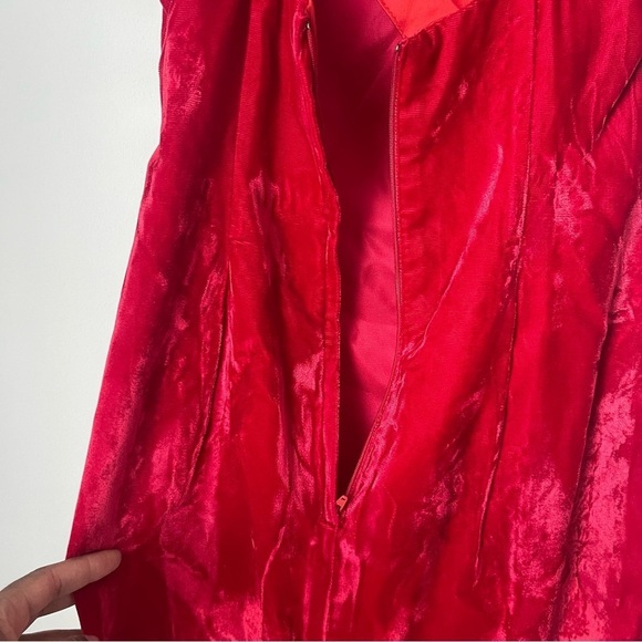 Vintage Jessica McClintok Gunne Sax Red Velvet Mini Dress - Picture 4 of 8